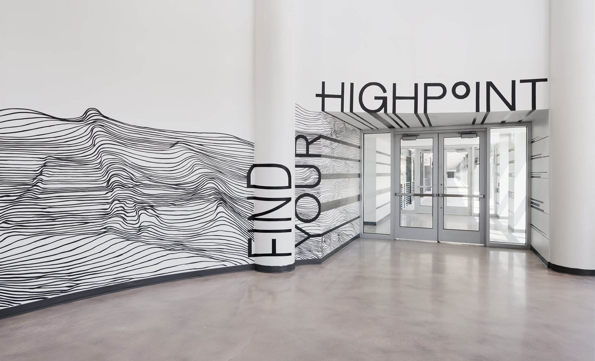 "Find Your Highpoint" mural at the entrance of the Highpoint office complex