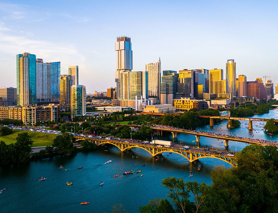 Photo of Austin, Texas skyline - home to the Railyard development